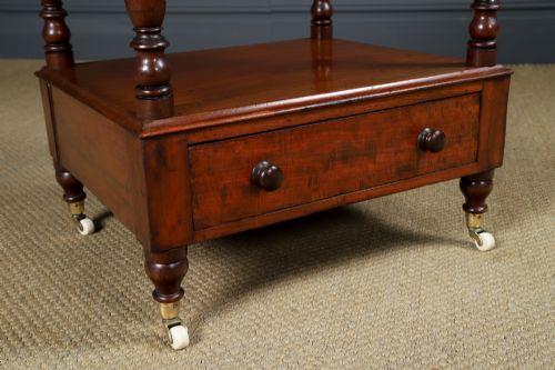fig 5. Antique English Victorian Mahogany Two-Tier Whatnot Etagere Display Stand / Bedside Table (Circa 1860)