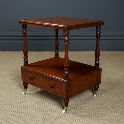 fig 7. Antique English Victorian Mahogany Two-Tier Whatnot Etagere Display Stand / Bedside Table (Circa 1860)