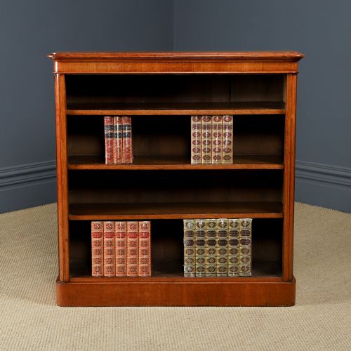 fig 1. Antique English Victorian Georgian Style Golden Oak Open 3½ft Bookcase / Bookshelf (Circa 1860)