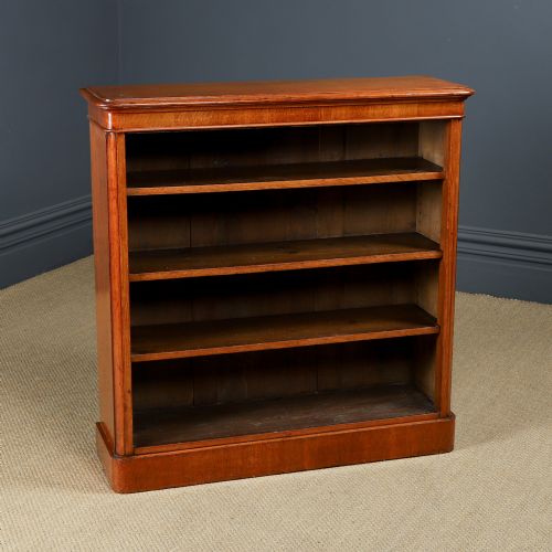 fig 2. Antique English Victorian Georgian Style Golden Oak Open 3½ft Bookcase / Bookshelf (Circa 1860)