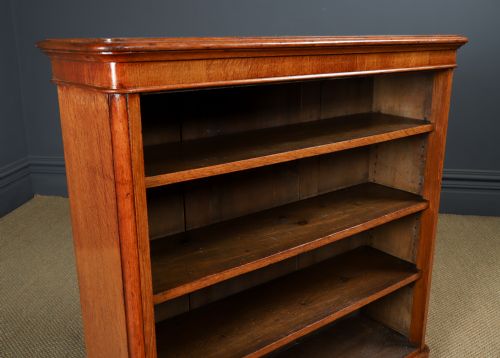 fig 3. Antique English Victorian Georgian Style Golden Oak Open 3½ft Bookcase / Bookshelf (Circa 1860)