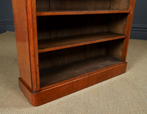 fig 4. Antique English Victorian Georgian Style Golden Oak Open 3½ft Bookcase / Bookshelf (Circa 1860)