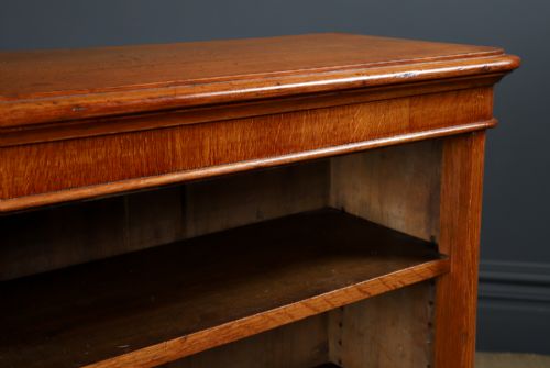 fig 7. Antique English Victorian Georgian Style Golden Oak Open 3½ft Bookcase / Bookshelf (Circa 1860)