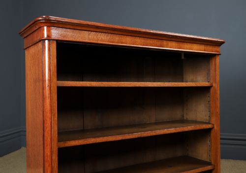 fig 8. Antique English Victorian Georgian Style Golden Oak Open 3½ft Bookcase / Bookshelf (Circa 1860)