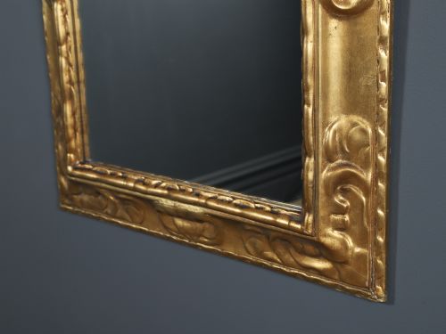 fig 2. Antique English Victorian Arts & Crafts Carved Gilt Rectangular Portrait Wall Mirror (Circa 1880)