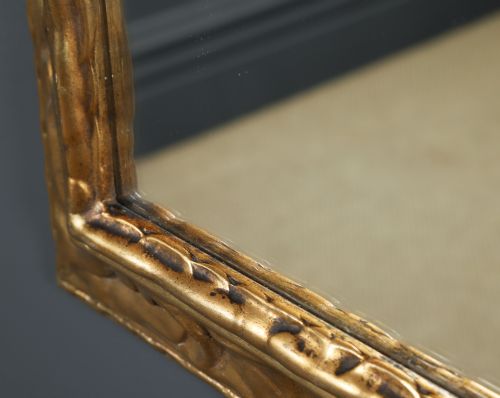 fig 3. Antique English Victorian Arts & Crafts Carved Gilt Rectangular Portrait Wall Mirror (Circa 1880)