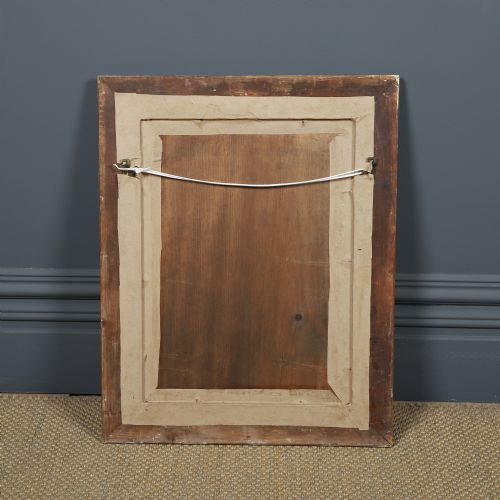 fig 8. Antique English Victorian Arts & Crafts Carved Gilt Rectangular Portrait Wall Mirror (Circa 1880)