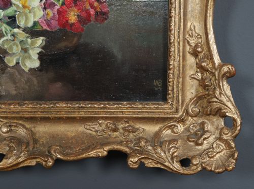 fig 4. Vintage English Oil Painting Picture of Spring Flowers by William H. Barnes (Circa 1964)
