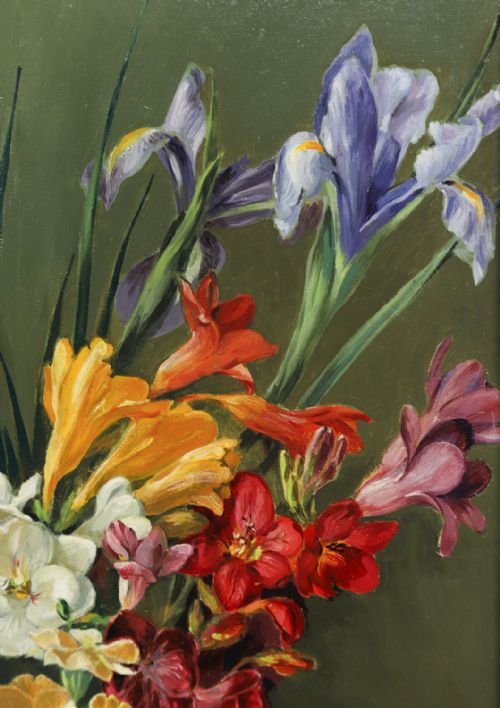 fig 8. Vintage English Oil Painting Picture of Spring Flowers by William H. Barnes (Circa 1964)