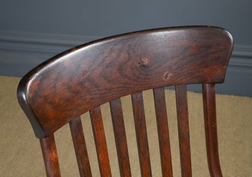 fig 4. Antique English George V Oak & Brown Leather Revolving Armless Small Office Desk Side Chair (Circa 1920) 
