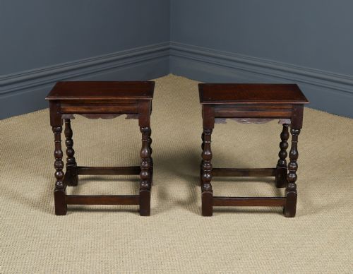 ANTIQUE ENGLISH PAIR OF 17TH CENTURY STYLE OAK JOINT STOOLS CIRCA 1880 - ADDITIONAL PHOTO 4