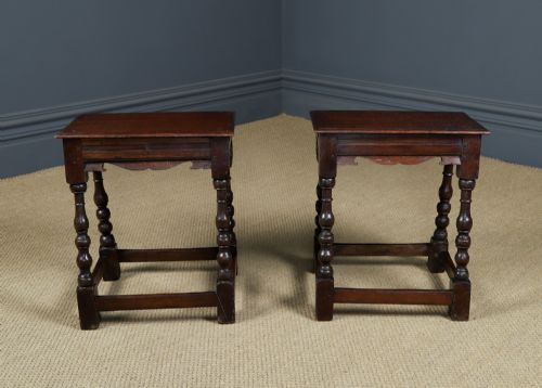 ANTIQUE ENGLISH PAIR OF 17TH CENTURY STYLE OAK JOINT STOOLS CIRCA 1880 - ADDITIONAL PHOTO 5