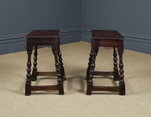 ANTIQUE ENGLISH PAIR OF 17TH CENTURY STYLE OAK JOINT STOOLS CIRCA 1880 - ADDITIONAL PHOTO 6
