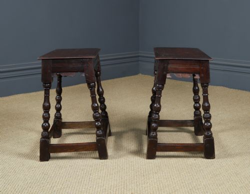 ANTIQUE ENGLISH PAIR OF 17TH CENTURY STYLE OAK JOINT STOOLS CIRCA 1880 - ADDITIONAL PHOTO 7