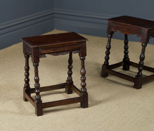 ANTIQUE ENGLISH PAIR OF 17TH CENTURY STYLE OAK JOINT STOOLS CIRCA 1880 - ADDITIONAL PHOTO 8