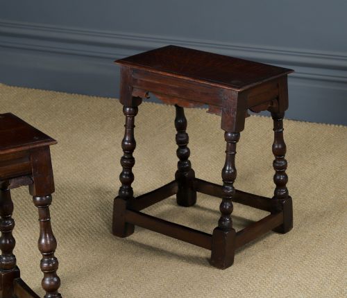 ANTIQUE ENGLISH PAIR OF 17TH CENTURY STYLE OAK JOINT STOOLS CIRCA 1880 - ADDITIONAL PHOTO 9