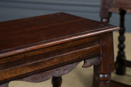 ANTIQUE ENGLISH PAIR OF 17TH CENTURY STYLE OAK JOINT STOOLS CIRCA 1880 - ADDITIONAL PHOTO 10