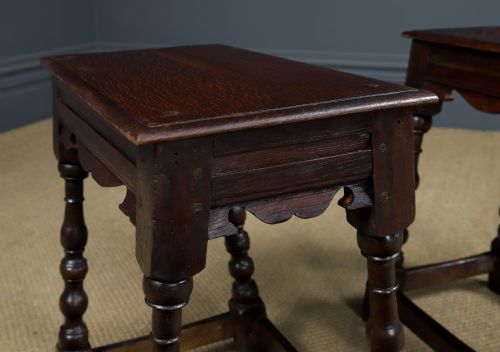 ANTIQUE ENGLISH PAIR OF 17TH CENTURY STYLE OAK JOINT STOOLS CIRCA 1880 - ADDITIONAL PHOTO 11
