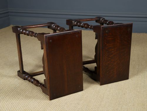 ANTIQUE ENGLISH PAIR OF 17TH CENTURY STYLE OAK JOINT STOOLS CIRCA 1880 - ADDITIONAL PHOTO 25