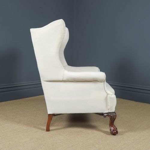 ANTIQUE ENGLISH GEORGIAN CHIPPENDALE STYLE MAHOGANY WINGBACK CHAIR ARMCHAIR TO CALICO STAGE CIRCA 1860 - ADDITIONAL PHOTO 14