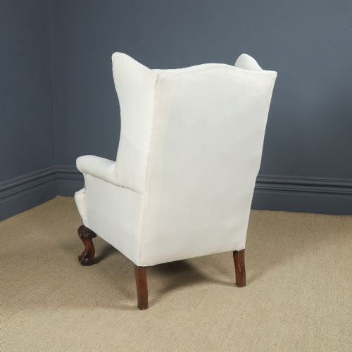 ANTIQUE ENGLISH GEORGIAN CHIPPENDALE STYLE MAHOGANY WINGBACK CHAIR ARMCHAIR TO CALICO STAGE CIRCA 1860 - ADDITIONAL PHOTO 18