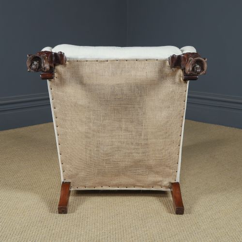 ANTIQUE ENGLISH GEORGIAN CHIPPENDALE STYLE MAHOGANY WINGBACK CHAIR ARMCHAIR TO CALICO STAGE CIRCA 1860 - ADDITIONAL PHOTO 23