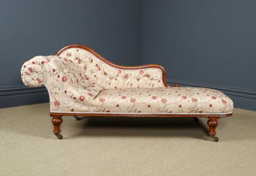 ANTIQUE ENGLISH VICTORIAN ROSEWOOD UPHOLSTERED CHAISE LONGUE DAY BED SETTEE COUCH BY H GOODALL SONS OF NEWCASTLE CIRCA 1860 - ADDITIONAL PHOTO 2