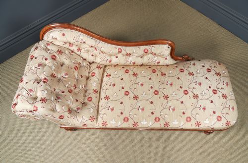 ANTIQUE ENGLISH VICTORIAN ROSEWOOD UPHOLSTERED CHAISE LONGUE DAY BED SETTEE COUCH BY H GOODALL SONS OF NEWCASTLE CIRCA 1860 - ADDITIONAL PHOTO 3