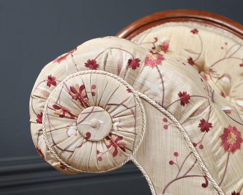 ANTIQUE ENGLISH VICTORIAN ROSEWOOD UPHOLSTERED CHAISE LONGUE DAY BED SETTEE COUCH BY H GOODALL SONS OF NEWCASTLE CIRCA 1860 - ADDITIONAL PHOTO 4