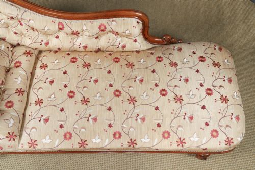 ANTIQUE ENGLISH VICTORIAN ROSEWOOD UPHOLSTERED CHAISE LONGUE DAY BED SETTEE COUCH BY H GOODALL SONS OF NEWCASTLE CIRCA 1860 - ADDITIONAL PHOTO 5