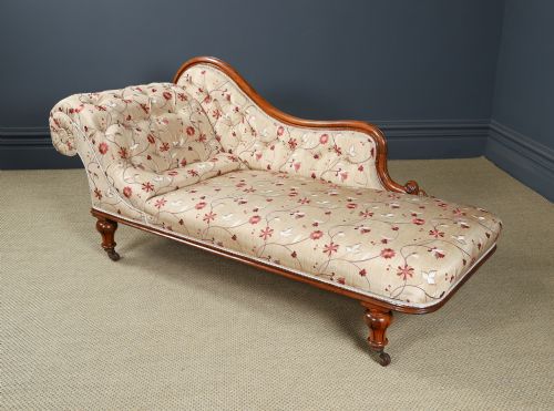 ANTIQUE ENGLISH VICTORIAN ROSEWOOD UPHOLSTERED CHAISE LONGUE DAY BED SETTEE COUCH BY H GOODALL SONS OF NEWCASTLE CIRCA 1860 - ADDITIONAL PHOTO 9