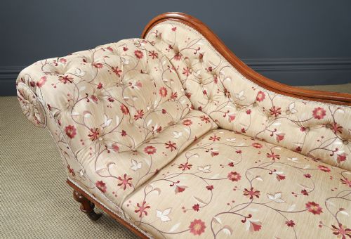ANTIQUE ENGLISH VICTORIAN ROSEWOOD UPHOLSTERED CHAISE LONGUE DAY BED SETTEE COUCH BY H GOODALL SONS OF NEWCASTLE CIRCA 1860 - ADDITIONAL PHOTO 14
