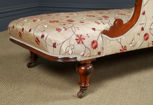 ANTIQUE ENGLISH VICTORIAN ROSEWOOD UPHOLSTERED CHAISE LONGUE DAY BED SETTEE COUCH BY H GOODALL SONS OF NEWCASTLE CIRCA 1860 - ADDITIONAL PHOTO 20