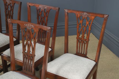 ANTIQUE ENGLISH SET OF SIX 6 CHIPPENDALE STYLE GOTHIC NEO CLASSICAL MAHOGANY DINING CHAIRS CIRCA 1890 - ADDITIONAL PHOTO 2