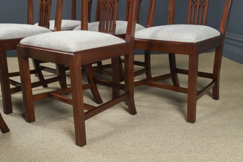 ANTIQUE ENGLISH SET OF SIX 6 CHIPPENDALE STYLE GOTHIC NEO CLASSICAL MAHOGANY DINING CHAIRS CIRCA 1890 - ADDITIONAL PHOTO 4