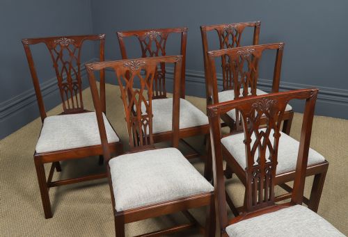 ANTIQUE ENGLISH SET OF SIX 6 CHIPPENDALE STYLE GOTHIC NEO CLASSICAL MAHOGANY DINING CHAIRS CIRCA 1890 - ADDITIONAL PHOTO 7