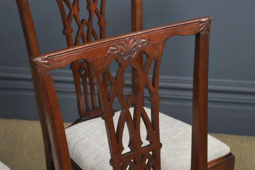 ANTIQUE ENGLISH SET OF SIX 6 CHIPPENDALE STYLE GOTHIC NEO CLASSICAL MAHOGANY DINING CHAIRS CIRCA 1890 - ADDITIONAL PHOTO 8