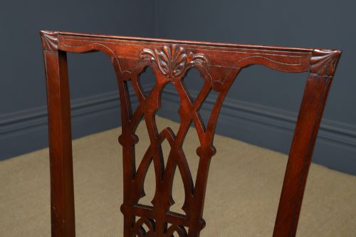 ANTIQUE ENGLISH SET OF SIX 6 CHIPPENDALE STYLE GOTHIC NEO CLASSICAL MAHOGANY DINING CHAIRS CIRCA 1890 - ADDITIONAL PHOTO 9