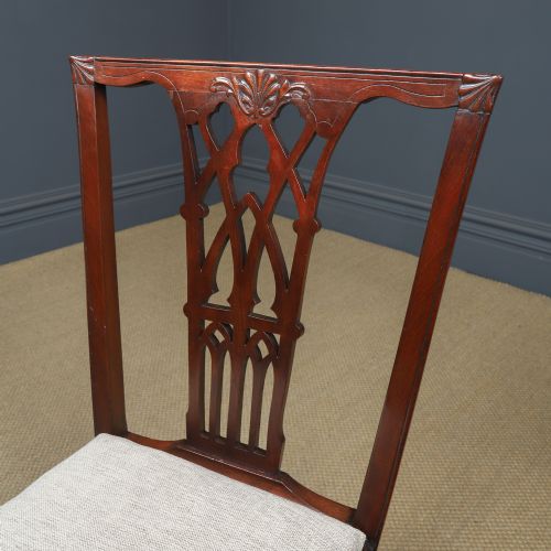 ANTIQUE ENGLISH SET OF SIX 6 CHIPPENDALE STYLE GOTHIC NEO CLASSICAL MAHOGANY DINING CHAIRS CIRCA 1890 - ADDITIONAL PHOTO 10
