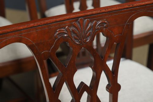 ANTIQUE ENGLISH SET OF SIX 6 CHIPPENDALE STYLE GOTHIC NEO CLASSICAL MAHOGANY DINING CHAIRS CIRCA 1890 - ADDITIONAL PHOTO 11
