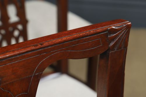 ANTIQUE ENGLISH SET OF SIX 6 CHIPPENDALE STYLE GOTHIC NEO CLASSICAL MAHOGANY DINING CHAIRS CIRCA 1890 - ADDITIONAL PHOTO 12