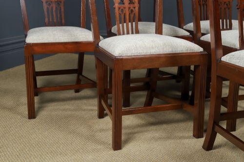 ANTIQUE ENGLISH SET OF SIX 6 CHIPPENDALE STYLE GOTHIC NEO CLASSICAL MAHOGANY DINING CHAIRS CIRCA 1890 - ADDITIONAL PHOTO 13