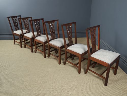 ANTIQUE ENGLISH SET OF SIX 6 CHIPPENDALE STYLE GOTHIC NEO CLASSICAL MAHOGANY DINING CHAIRS CIRCA 1890 - ADDITIONAL PHOTO 20