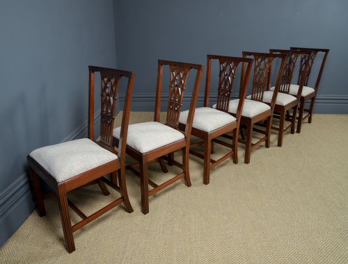 ANTIQUE ENGLISH SET OF SIX 6 CHIPPENDALE STYLE GOTHIC NEO CLASSICAL MAHOGANY DINING CHAIRS CIRCA 1890 - ADDITIONAL PHOTO 22