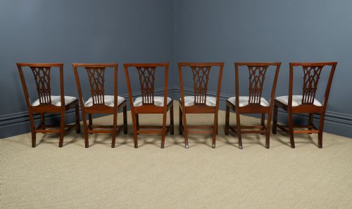 ANTIQUE ENGLISH SET OF SIX 6 CHIPPENDALE STYLE GOTHIC NEO CLASSICAL MAHOGANY DINING CHAIRS CIRCA 1890 - ADDITIONAL PHOTO 23