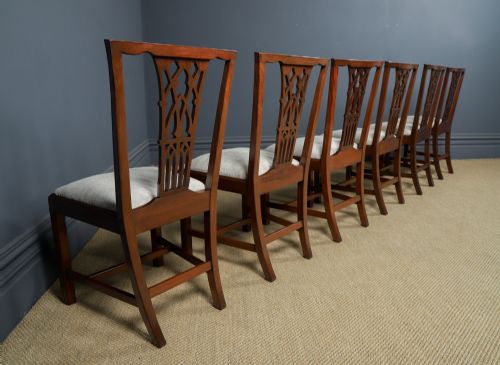 ANTIQUE ENGLISH SET OF SIX 6 CHIPPENDALE STYLE GOTHIC NEO CLASSICAL MAHOGANY DINING CHAIRS CIRCA 1890 - ADDITIONAL PHOTO 27