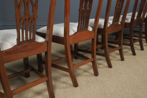 ANTIQUE ENGLISH SET OF SIX 6 CHIPPENDALE STYLE GOTHIC NEO CLASSICAL MAHOGANY DINING CHAIRS CIRCA 1890 - ADDITIONAL PHOTO 28