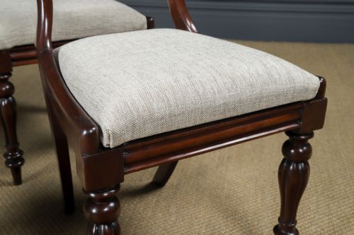 fig 5. Antique English Victorian Set of Four 4 Mahogany Kidney Back Balloon Dining Chairs (Circa 1860)
