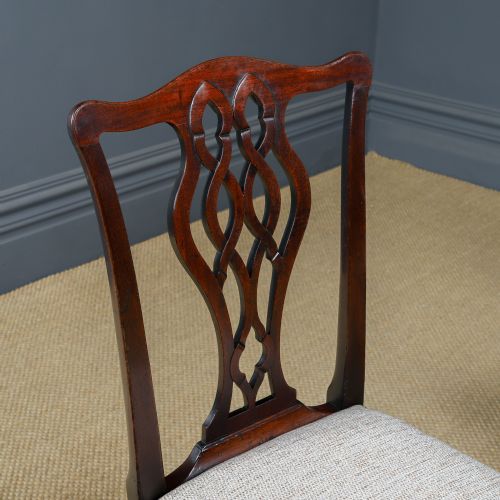 fig 1. Antique English Pair of Georgian Thomas Chippendale Mahogany Office Desk Dining Chairs (Circa 1820)