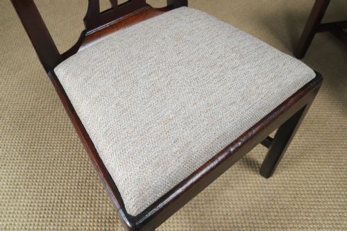 fig 2. Antique English Pair of Georgian Thomas Chippendale Mahogany Office Desk Dining Chairs (Circa 1820)